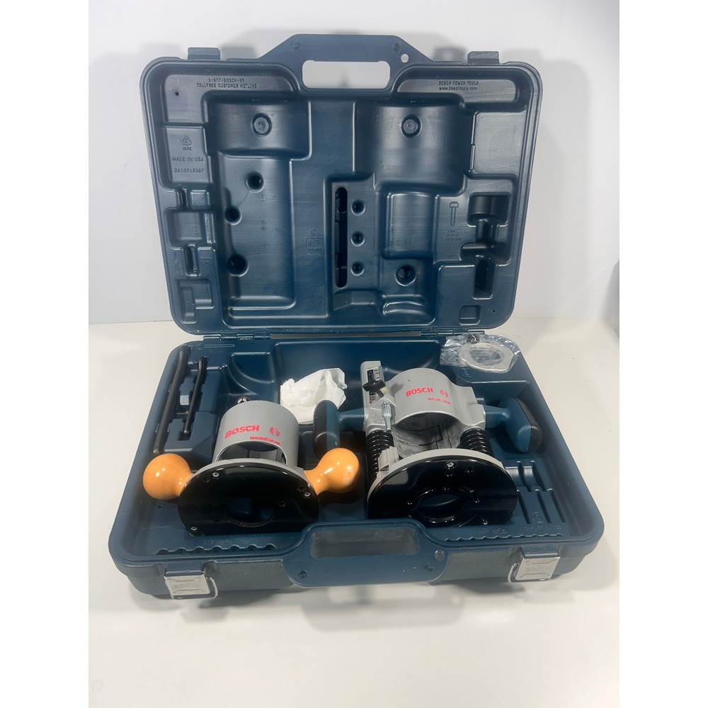 Bosch Magnesium Router Base Set Fixed and Plunge Bases with Hard Case NO MOTOR